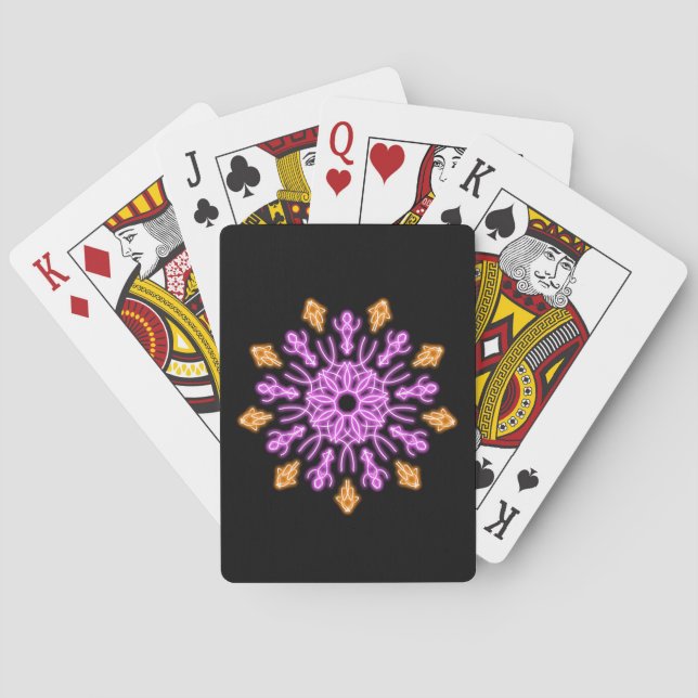 Pink and orange neon flower playing cards (Back)