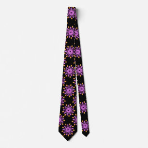 Pink and orange neon flower tie