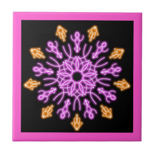 Pink and orange neon flower tile