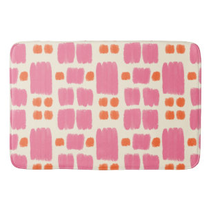 Pink and Orange painted shapes on a Cream backgrou Bath Mat