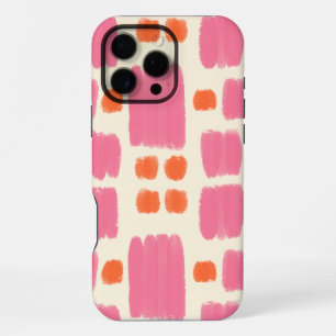 Pink and Orange painted shapes on a Cream backgrou iPhone 16 Pro Max Case