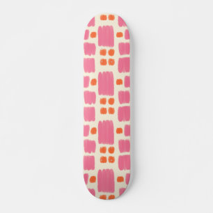 Pink and Orange painted shapes on a Cream backgrou Skateboard