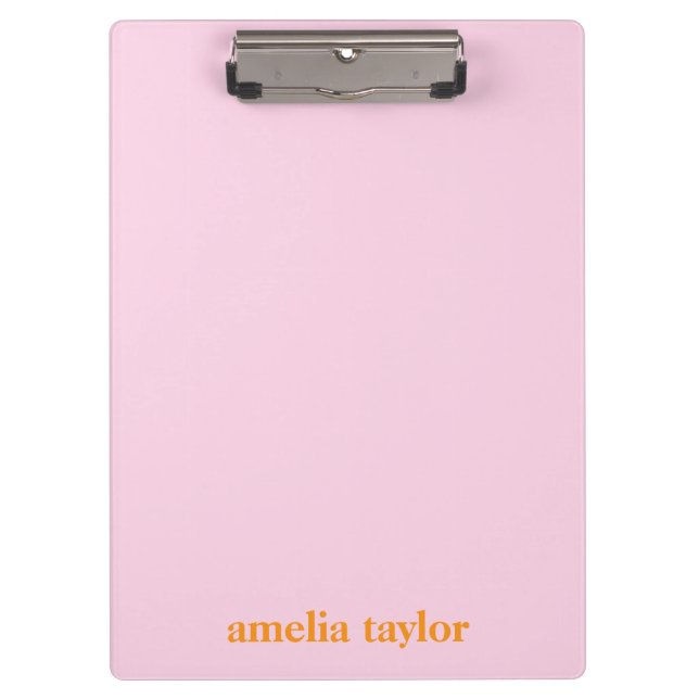 Pink And Orange Personalised Teacher Name Clipboard (Front)