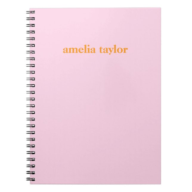 Pink And Orange Personalised Teacher Name Notebook (Front)