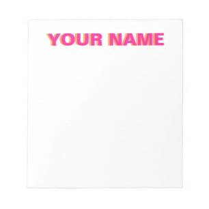 Pink and Orange Personalized Name Notepad