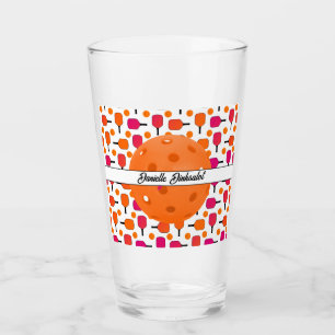 Pink and Orange Pickleball Paddles Personalised Glass