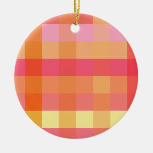 Pink and orange plaid ceramic tree decoration