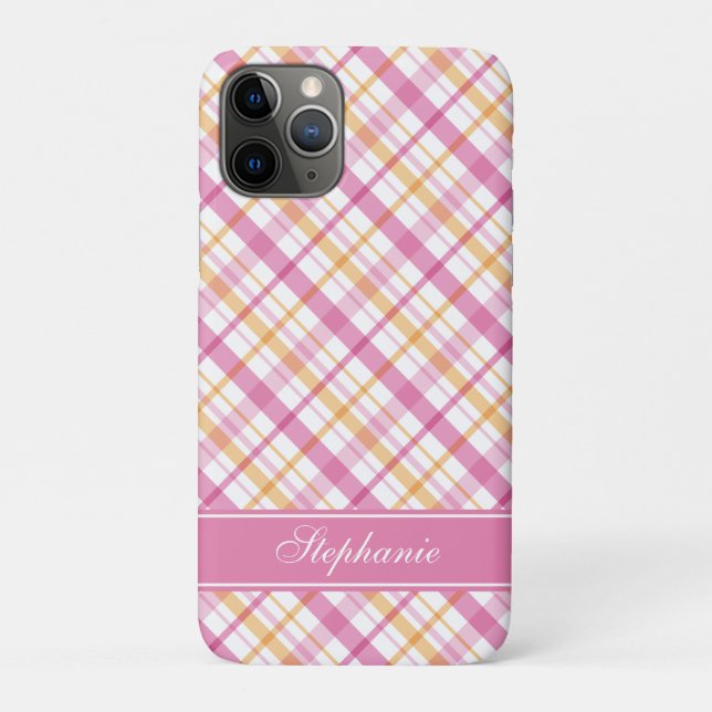 Pink and Orange Plaid Pattern Case-Mate iPhone Case (Back)