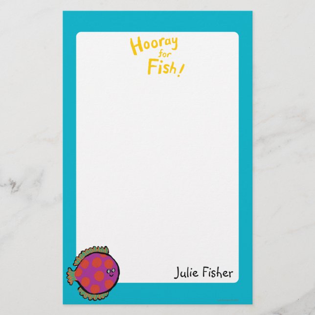 Pink and Orange Polka-Dot Fish Stationery (Front)