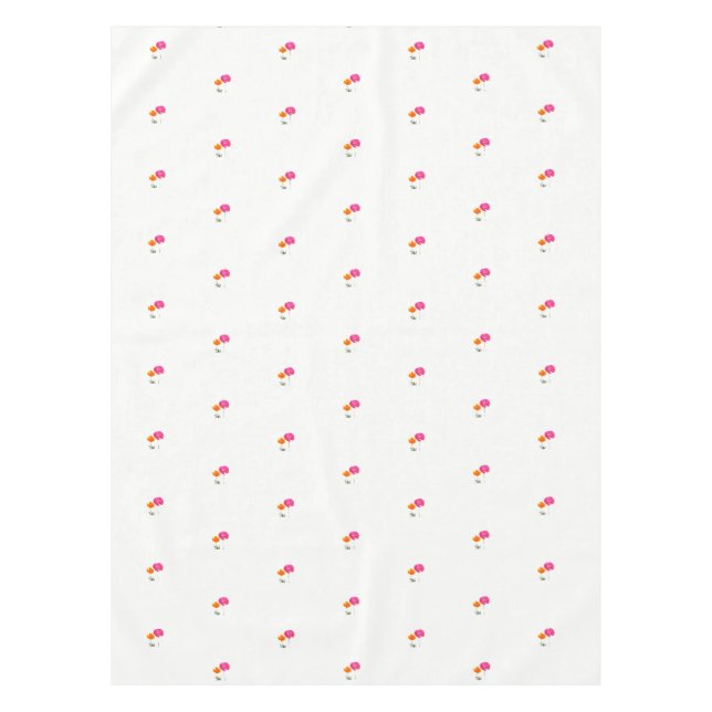 pink and orange poppy with stem tablecloth (Front)