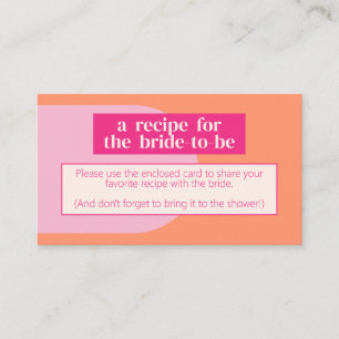 Pink and Orange Recipe for the Bride Enclosure Card