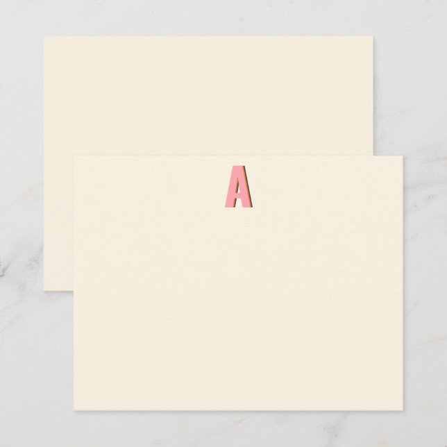 Pink and Orange Retro Monogram Initial Landscape Card (Front/Back)