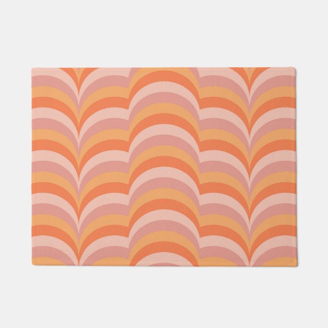 Pink and orange retro style curves pattern doormat (Front)