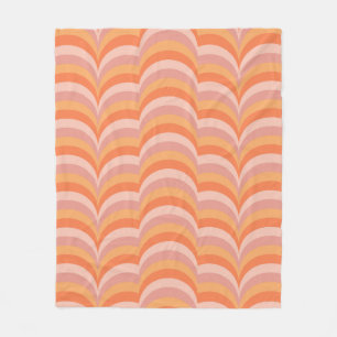 Pink and orange retro style curves pattern fleece blanket