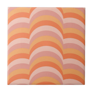 Pink and orange retro style curves pattern tile