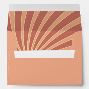 Pink and orange retro style sunburst design envelope