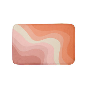Pink and orange retro style waves bath mat