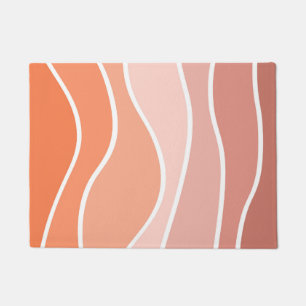 Pink and orange retro style waves doormat