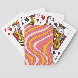 Pink and orange retro style waves playing cards