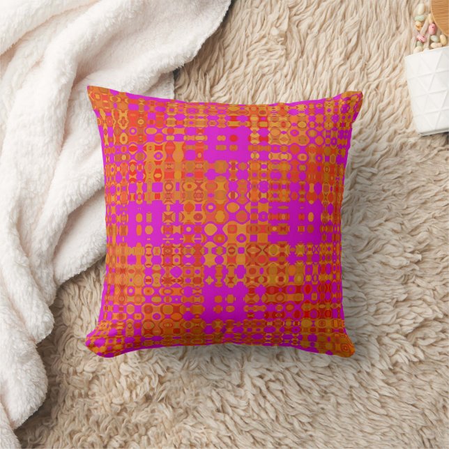 PINK AND ORANGE RETRO THROW PILLOW (Blanket)