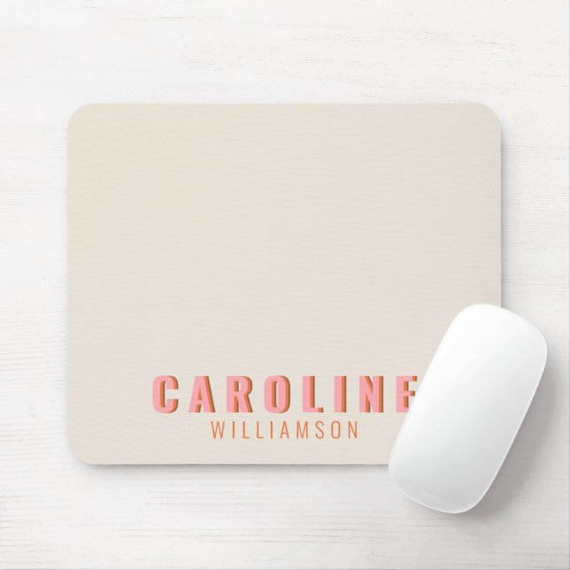 Pink and Orange Retro Typography Creative Modern Mouse Pad (With Mouse)