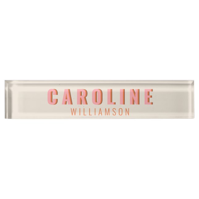 Pink and Orange Retro Typography Creative Modern Nameplate (Front)
