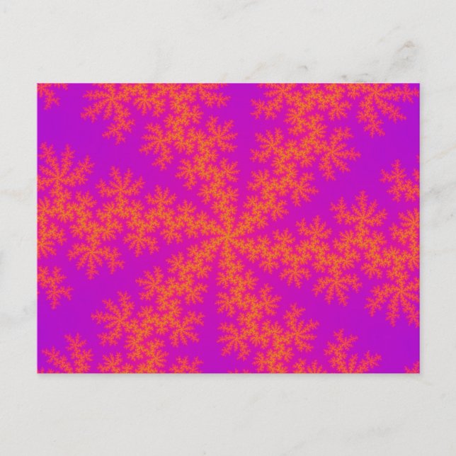 Pink and Orange Snowflake Postcard (Front)