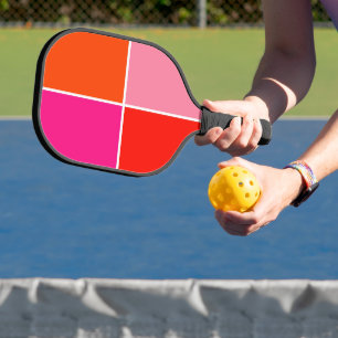 Pink and Orange Squares Pickleball Paddle