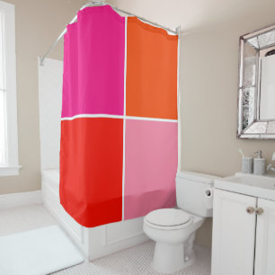 Pink and Orange Squares Shower Curtain