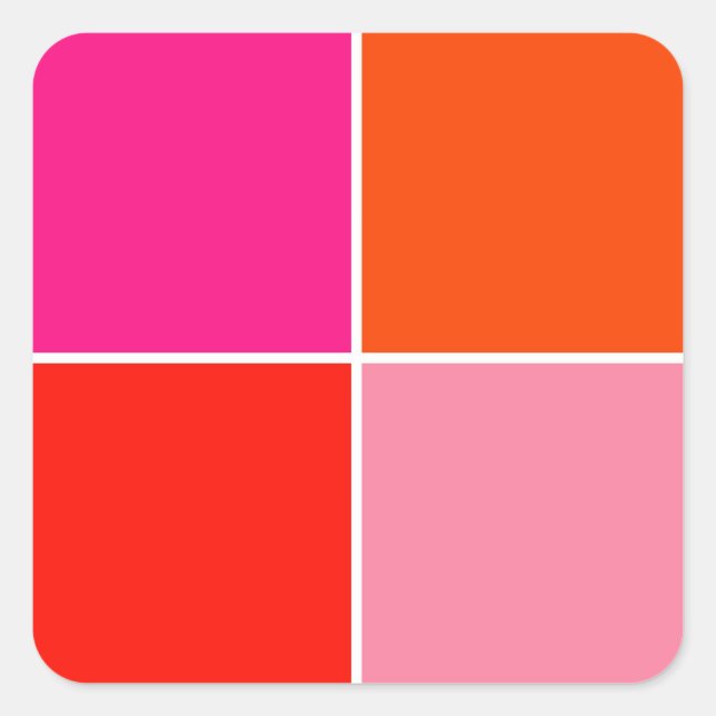 Pink and Orange Squares Square Sticker (Front)