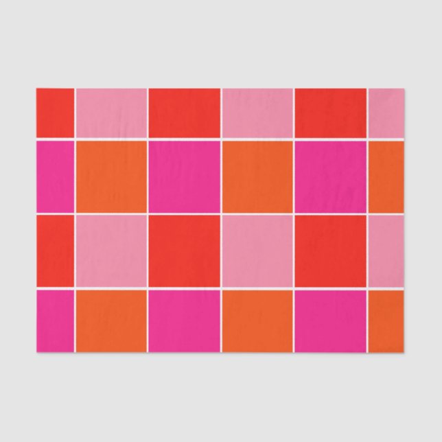 Pink and Orange Squares Tissue Paper (Front)