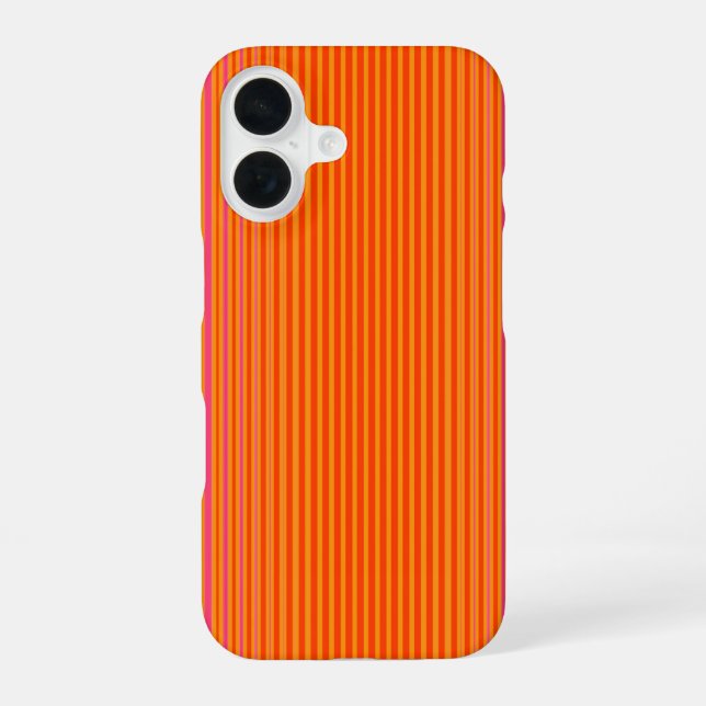 Pink and Orange Striped Pattern iPhone 16 Case (Back)