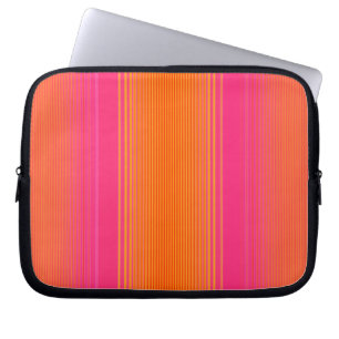 Pink and Orange Striped Pattern Laptop Sleeve