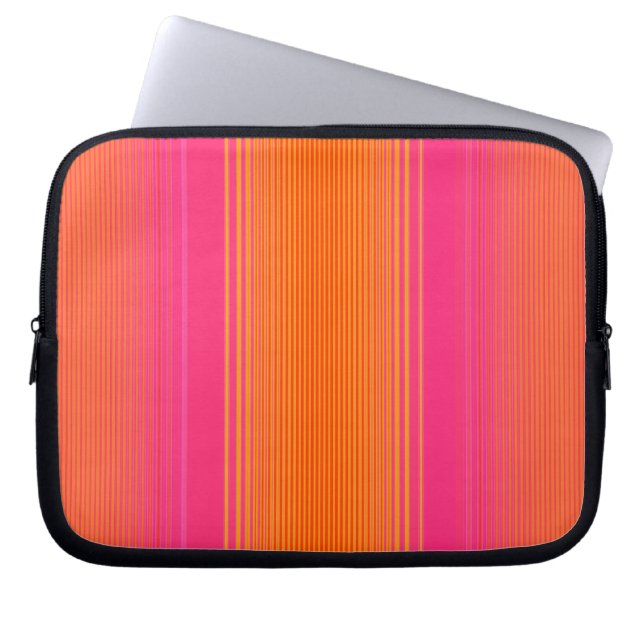Pink and Orange Striped Pattern Laptop Sleeve (Front)