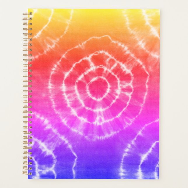 Pink and orange trendy tie-dye pattern   planner (Front)