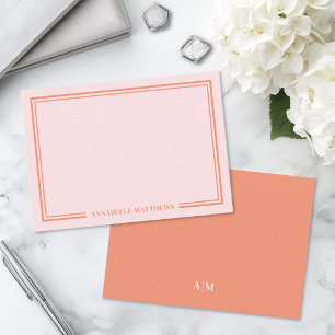 Pink And Orange Two Border Monogram Card
