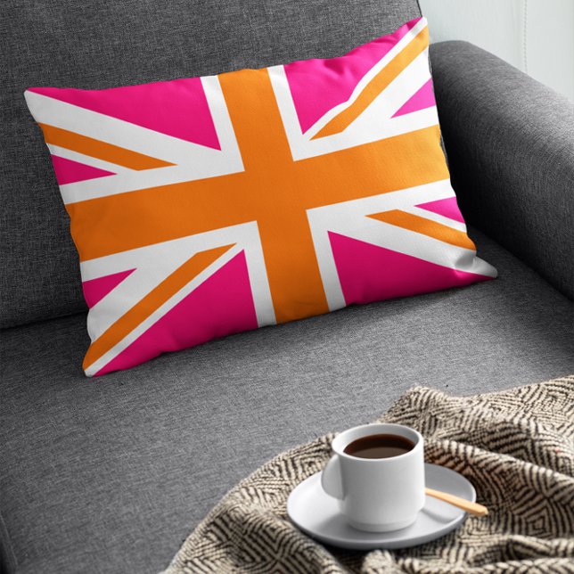 Pink and Orange Union Jack Lumbar Cushion (Creator Uploaded)