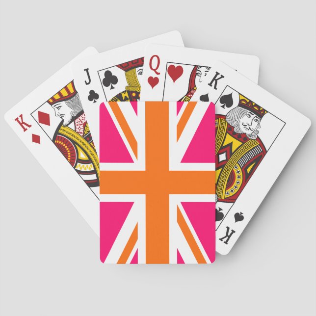Pink and Orange Union Jack Playing Cards (Back)
