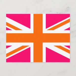 Pink and Orange Union Jack Postcard