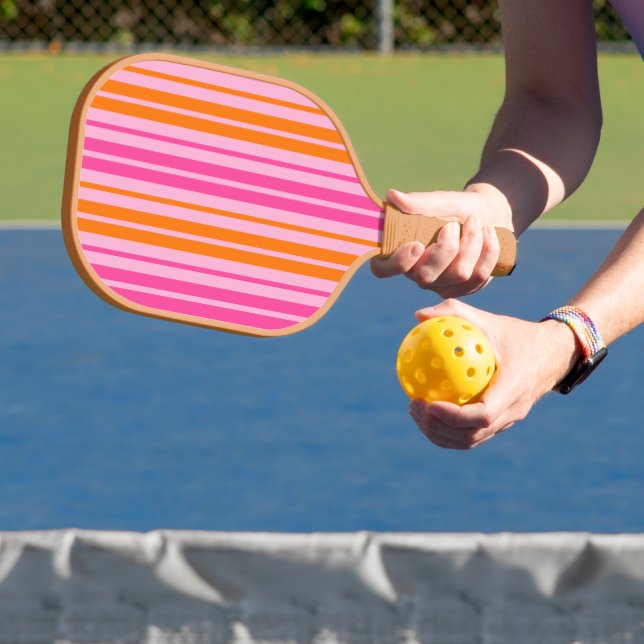  Pink and Orange Vertical Stripes Design   Pickleball Paddle (Insitu)