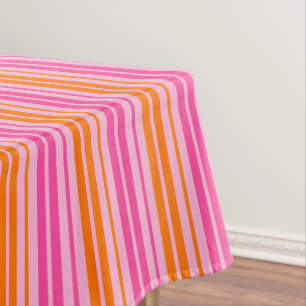  Pink and Orange Vertical Stripes Design   Tablecloth