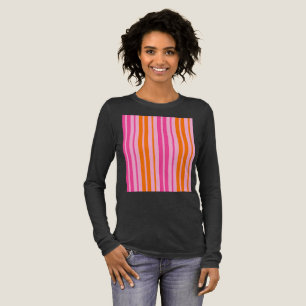 Pink and Orange Vertical Stripes Design Tri-Blend Shirt
