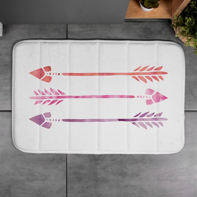 Pink and Orange Watercolor Arrows Bath Mat (Creator Uploaded)