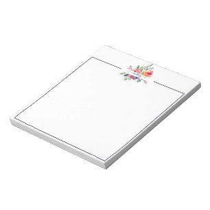 Pink and orange watercolor floral personalised   notepad