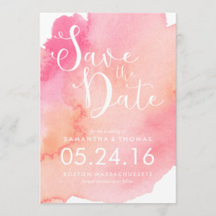 Pink and Orange Watercolor Save the Date