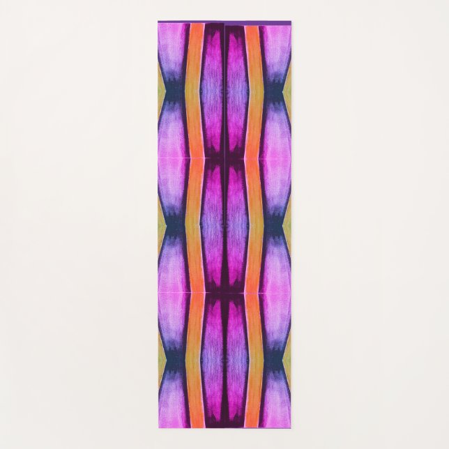 Pink and Orange Wave pattern Yoga Mat (Front)
