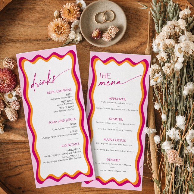 Pink and Orange Wavy Border Bridal Shower Menu (Creator Uploaded)