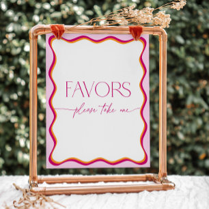 Pink and Orange Wavy Flower Bar Make a Bouquet Pedestal Sign