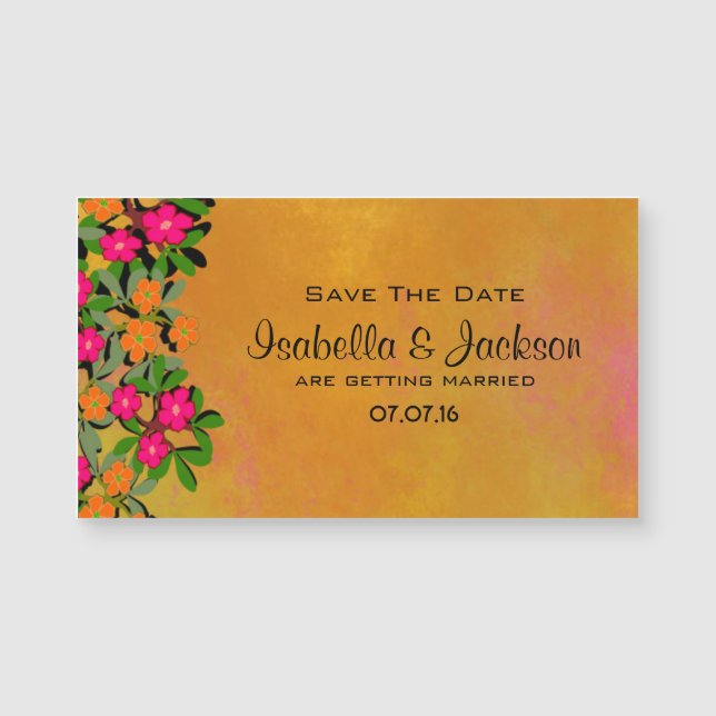 Pink and Orange Wildflowers Wedding Save The Date (Front)
