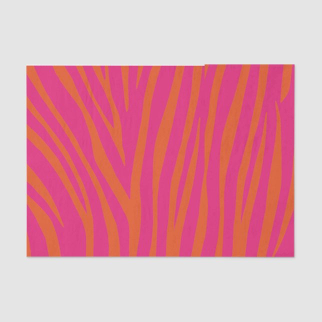 Pink and Orange Zebra Stripes Tissue Paper (Front)